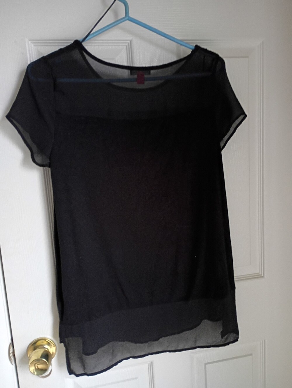 black Vince Camuto layered short-sleeve top